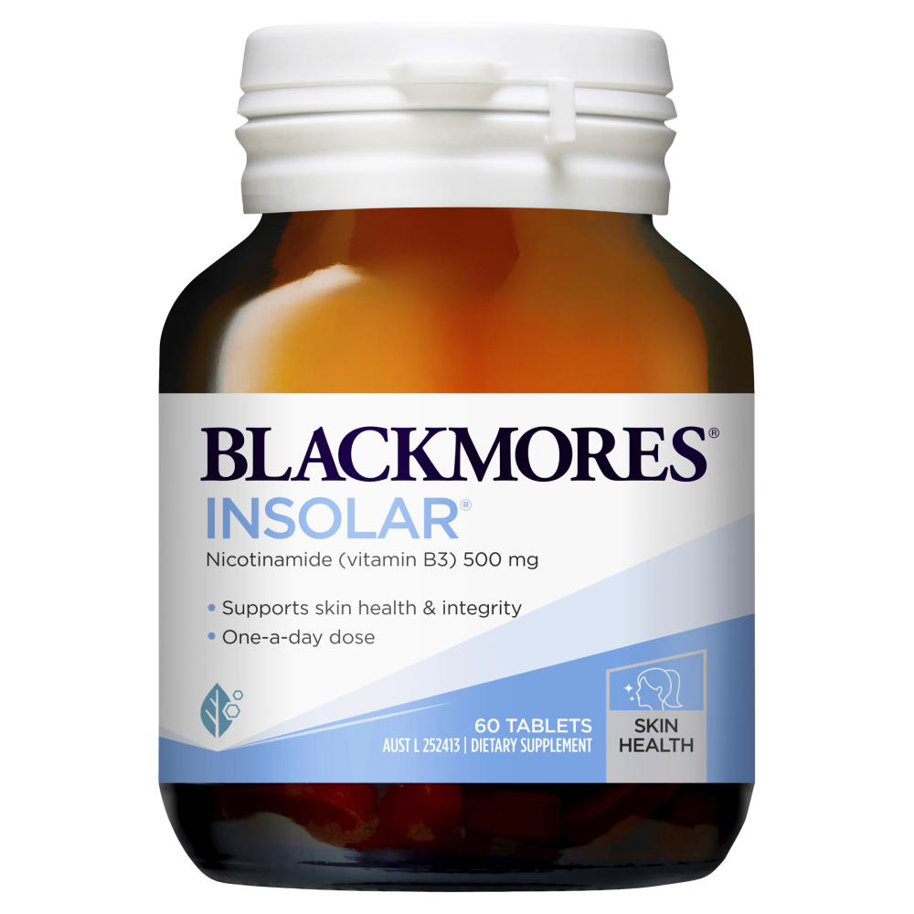 Blackmores Insolar 60 Tablets High Dose Vitamin B3 Nicotinamide 500mg Energy