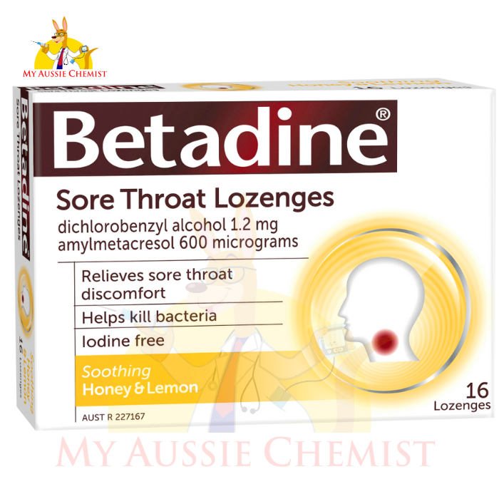 Betadine Sore Throat Lozenges Choose 16 or 36 Lozenges & Flavour Iodine Free