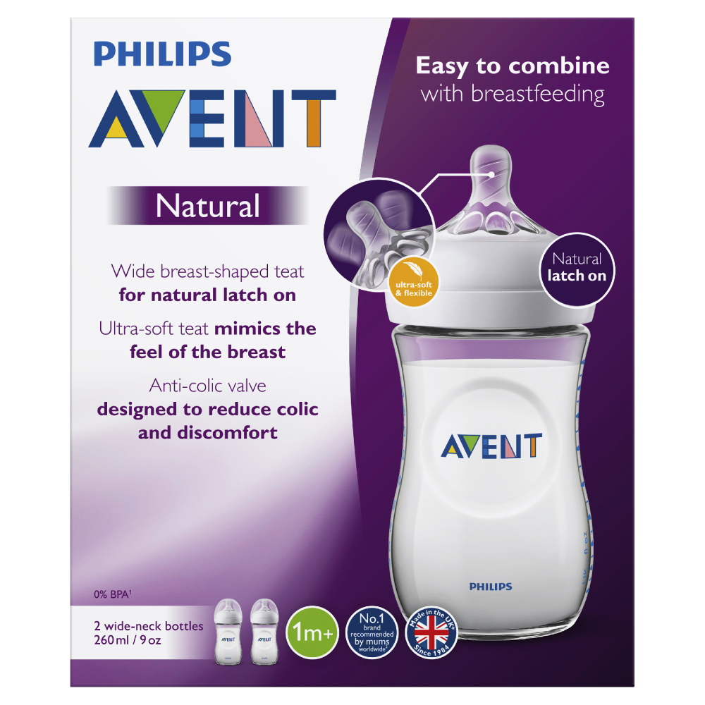 Philips Avent BABY BOTTLES 260ML 2PK Philips Avent Natural Response Baby Bottle 260mL 2 Pack