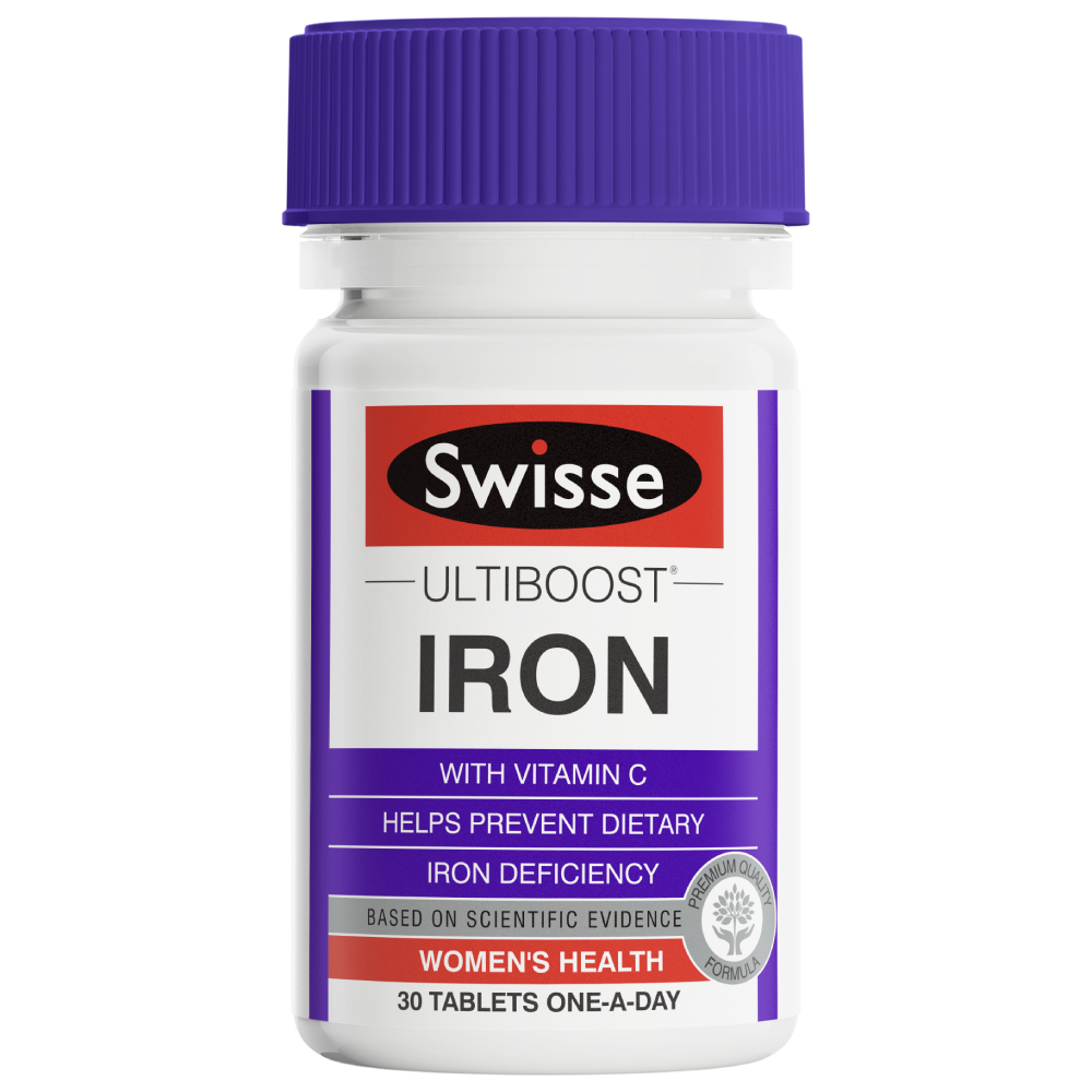 Swisse Ultiboost Iron 30 Tablets with Vitamin C Spirulina Fatigue Women's Health