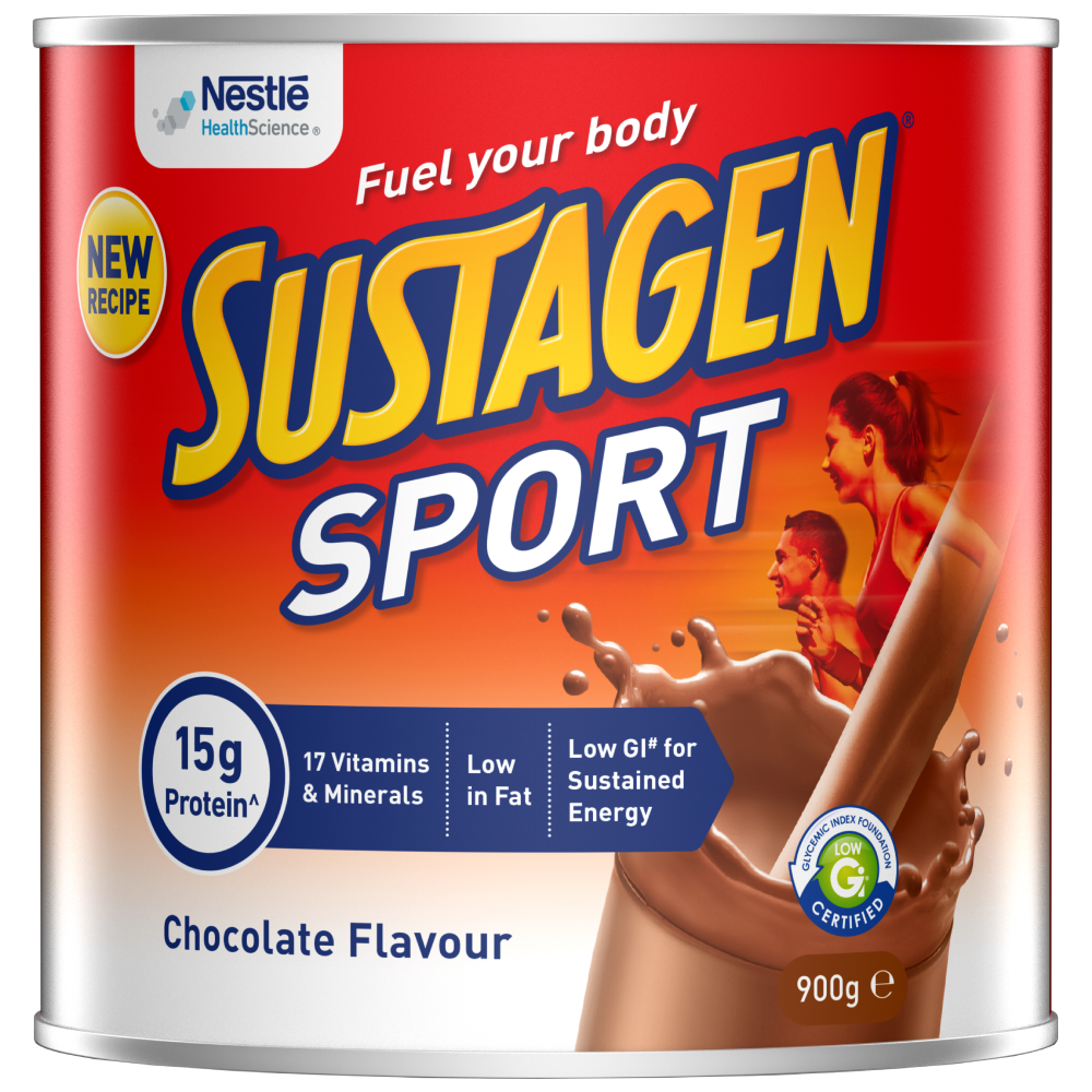 Sustagen Sport 900g - Chocolate Flavour 15g Protein Sustained Energy Low GI Fat