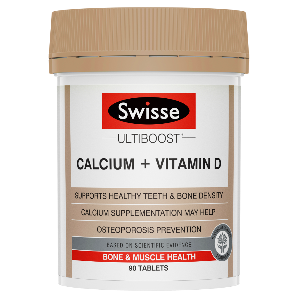 Swisse Ultiboost Calcium + Vitamin D 90 Tablets Bone Muscle Health Osteoporosis