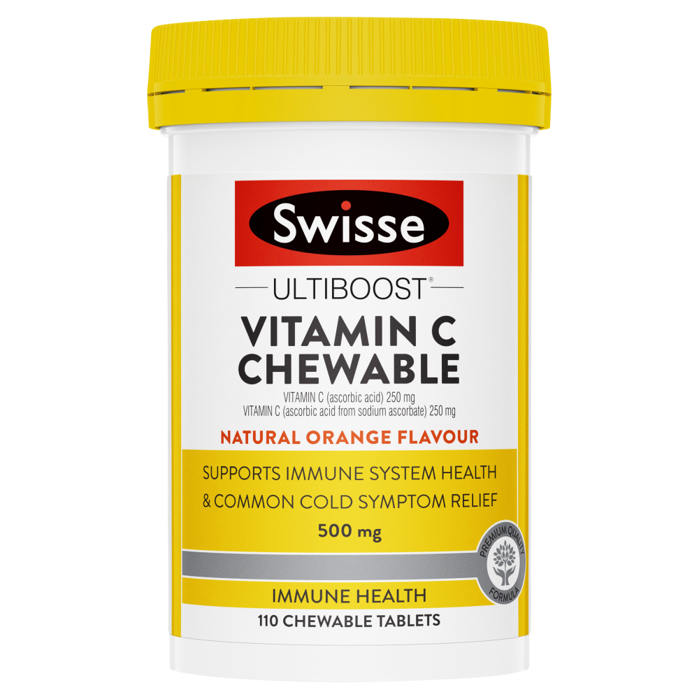 Swisse Ultiboost Vitamin C Chewable 110 Tablets 500mg Immune Health Colds Relief