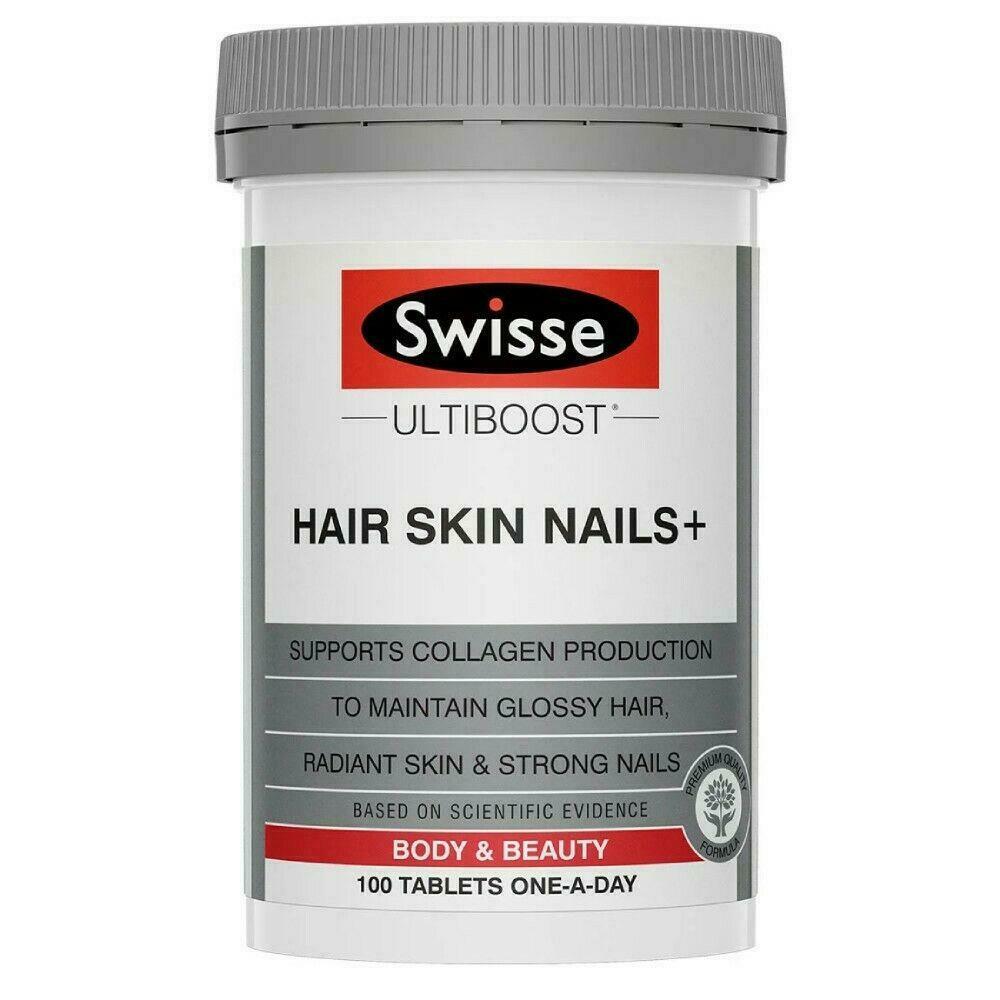 Swisse Ultiboost Hair Skin Nails+ 100 Tablets Supports Collagen Production