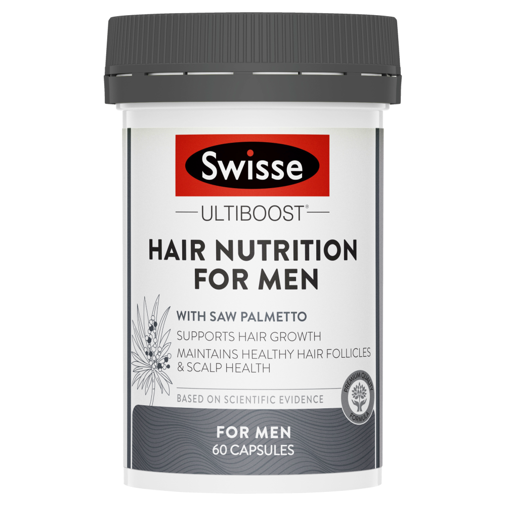 Swisse Ultiboost Hair Nutrition for Men 60 Capsules Supports Hair Growth