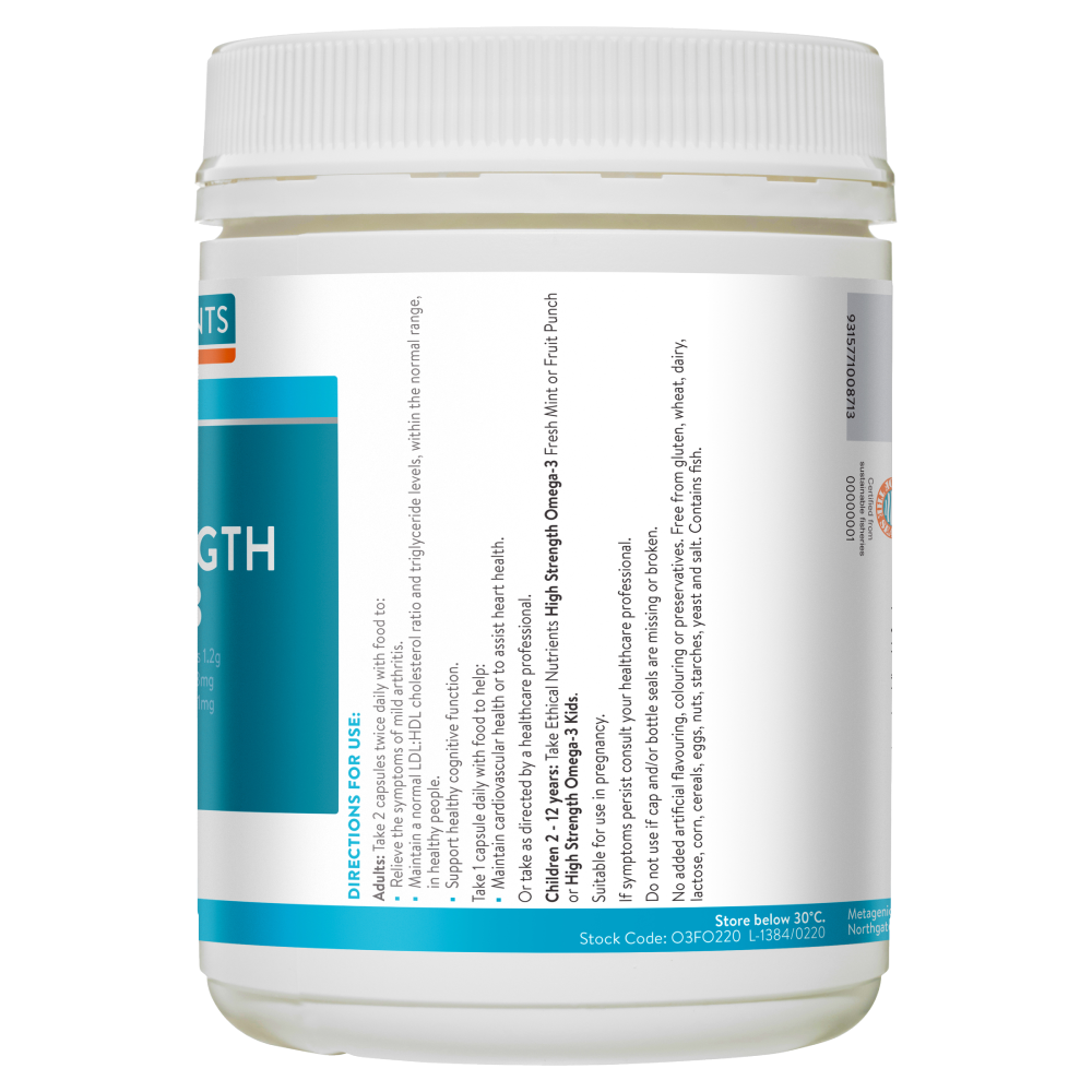 Ethical Nutrients High Strength Omega-3 220 Capsules OMEGAZORB EPA DHA Arthritis