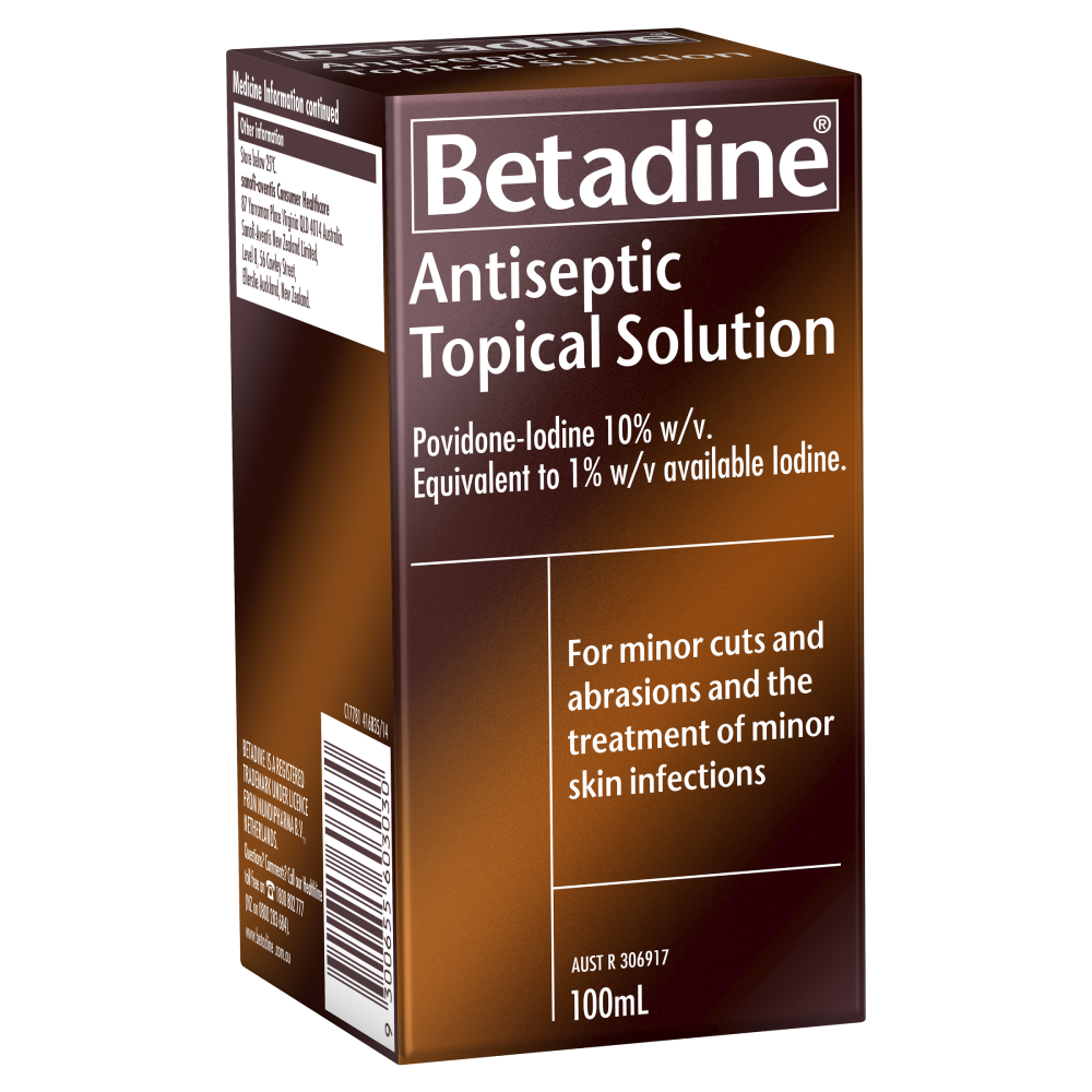 Betadine Antiseptic Topical Solution 100mL Treats Minor Cuts and Abrasions
