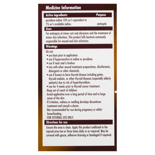 Betadine Antiseptic Topical Solution 100mL Treats Minor Cuts and Abrasions