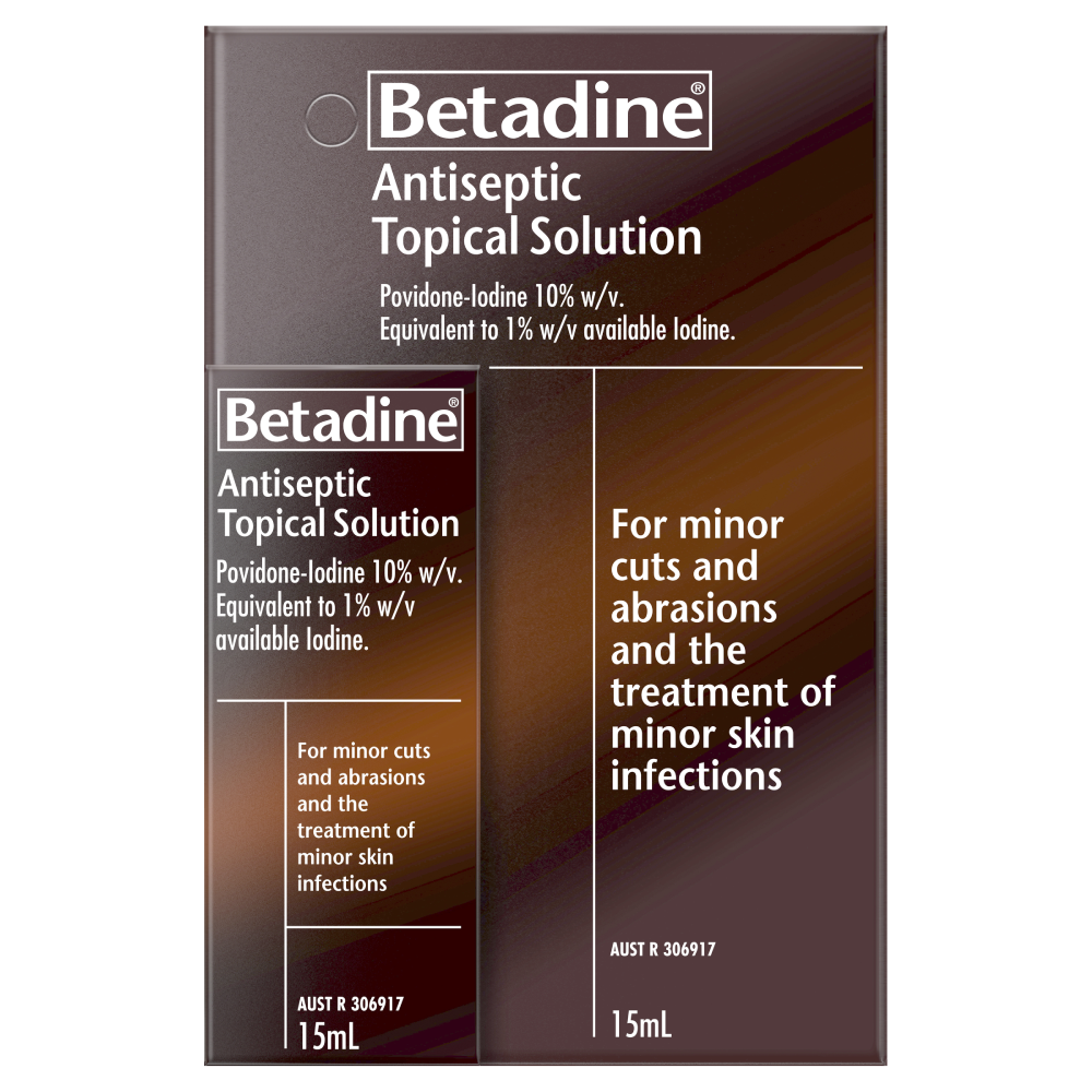 Betadine Antiseptic Topical Solution 15mL Treats Minor Cuts and Abrasions