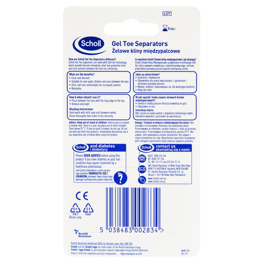 Scholl Gel Toe Separators 3 Pack Cushioning Protection Immediate Relief Pressure