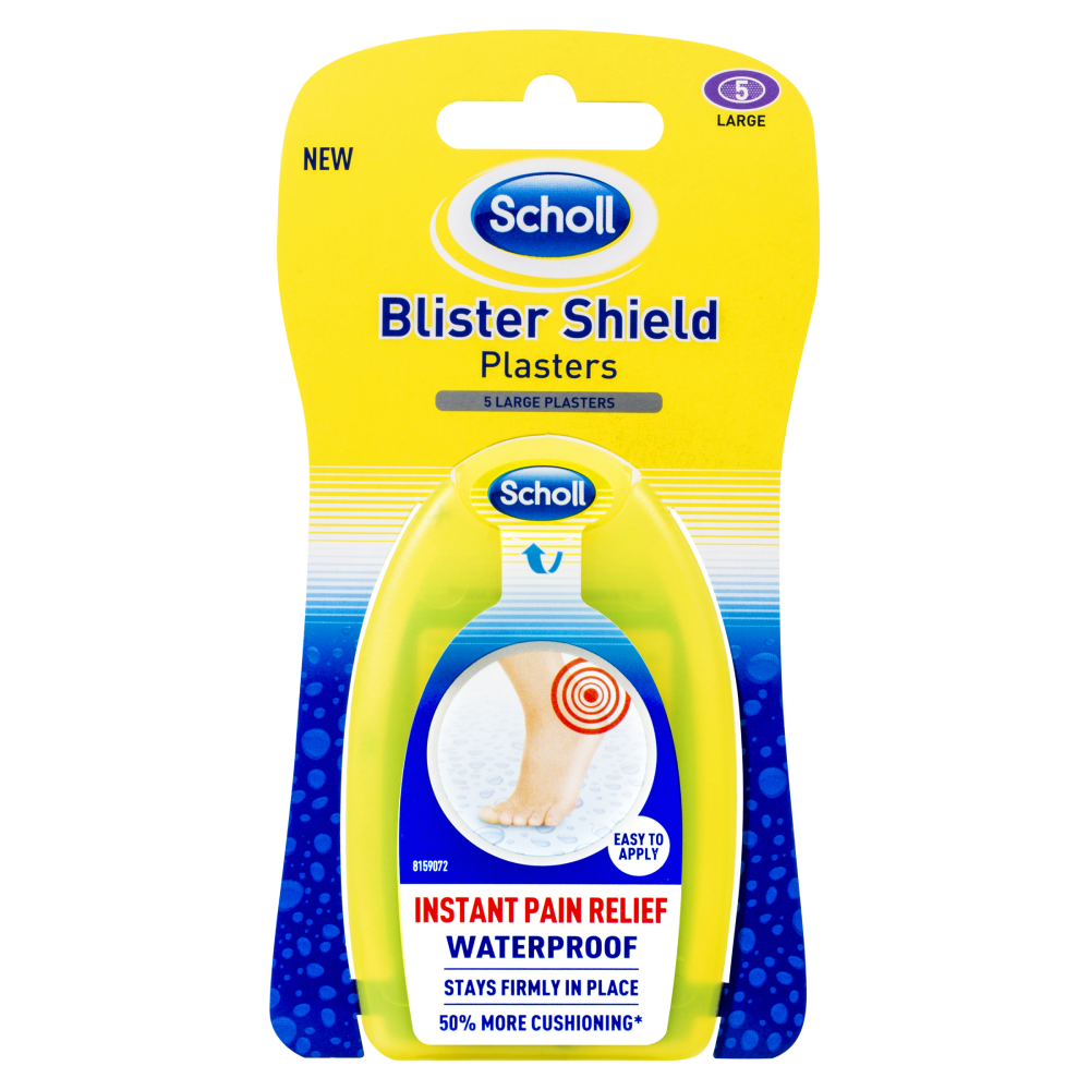 Scholl Blister Shield Plasters 5 Pack - Large Instant Pain Relief Waterpro