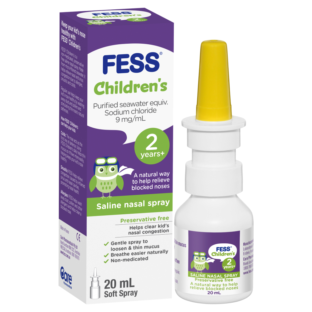 Fess Children's Saline Nasal Spray 2 Years+ 20mL Relieve Blocked Noses