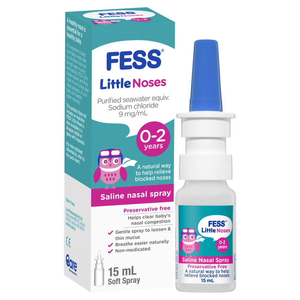 Fess Little Noses Saline Nasal Spray 15mL Relieve Blocked Noses 0-2 Years