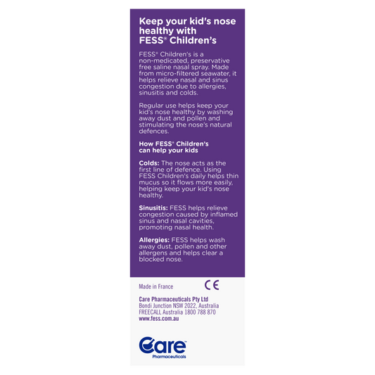 Fess Children's Saline Nasal Spray 2 Years+ 20mL Relieve Blocked Noses