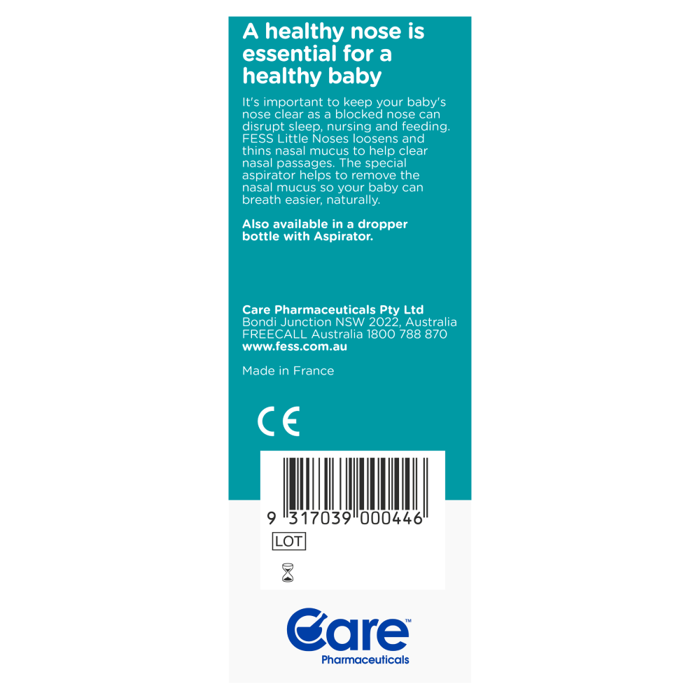 Fess Little Noses Saline Nasal Spray + Aspirator 15mL Relieve Blocked Noses