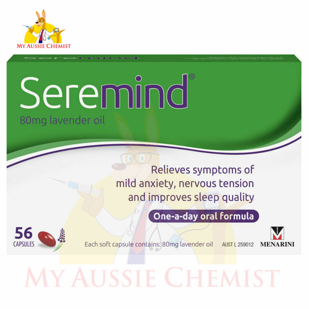 Seremind 56 Capsules 80mg Lavender Oil Mild Anxiety Sleeplessness Relief Silexan