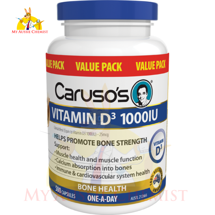 Caruso's Vitamin D3 1000IU 500 Capsules