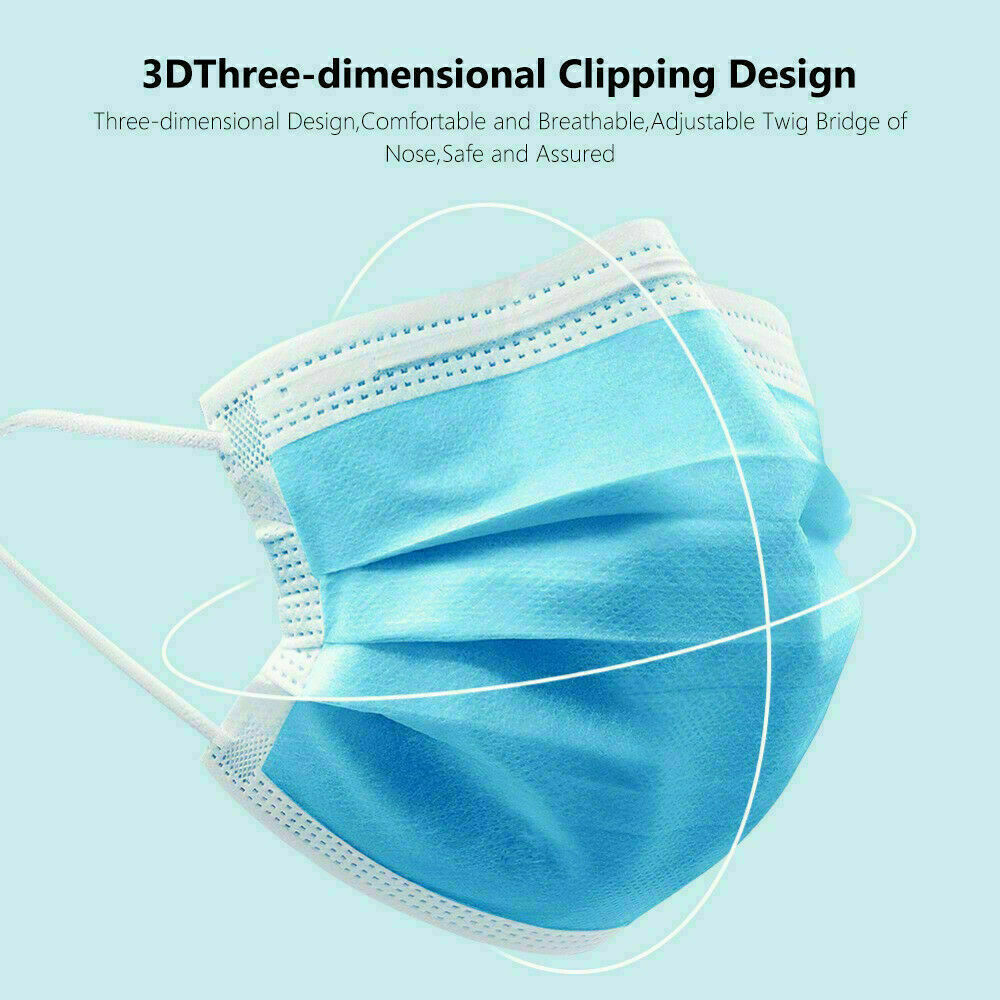 Disposable Daily Protective Face Mask Anti Bacterial Filter 3 Layer Masks 100pcs