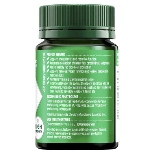 Nature's Own Vitamin B12 1000mcg 60 Tablets Energy High Strength Vegan Natures