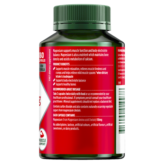 Nature's Own Magnesium Chelate 500mg 180 Capsules Muscle Support Cramps Spasms