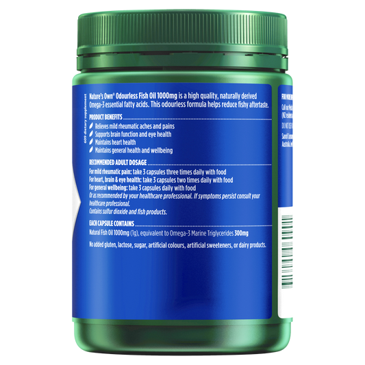 Nature's Own Odourless Fish Oil 1000mg 400 Capsules Omega-3 1g Natures Own
