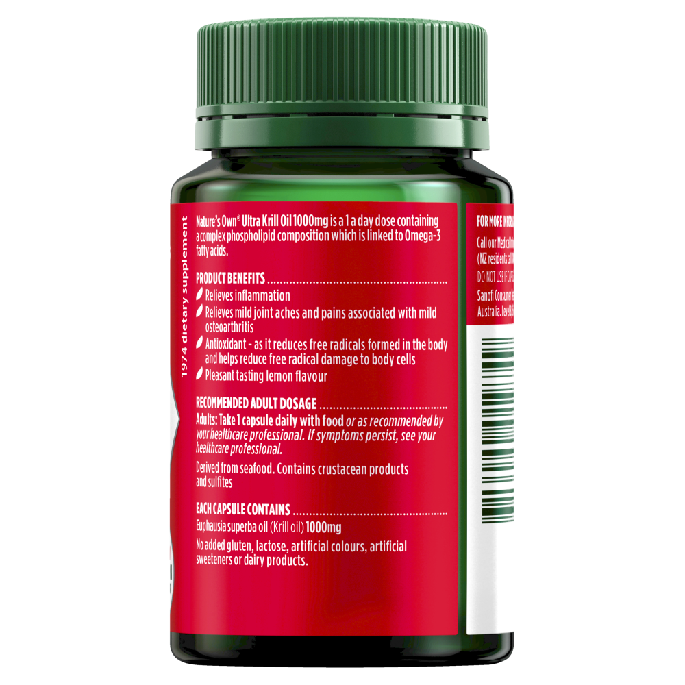 Nature's Own Ultra Krill Oil 1000mg 30 Capsules Osteoarthritis Relief Natures