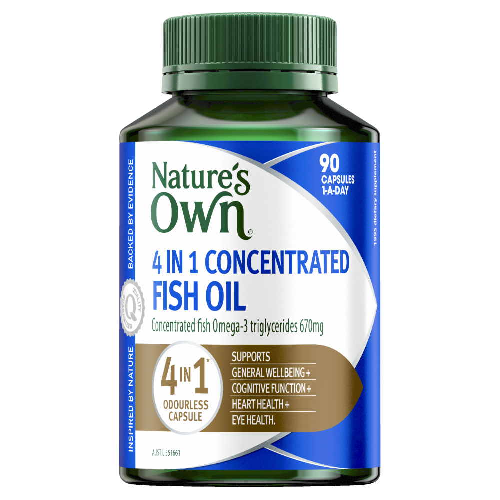 Nature's Own 4 in 1 Concentrated Fish Oil 90 Capsules Brain, Eye & Heart Health
