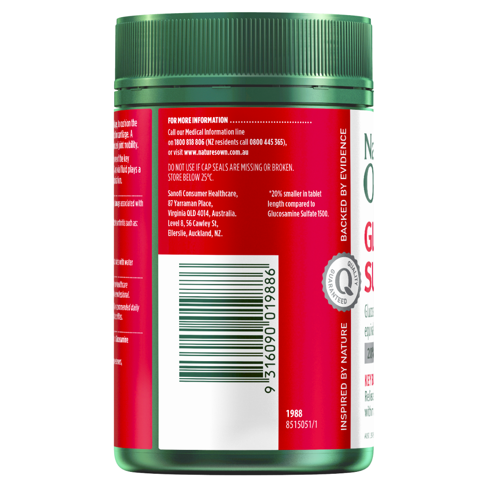 Nature's Own Glucosamine Sulfate 240 Tablets Mild Osteoarthritis Relief Joints