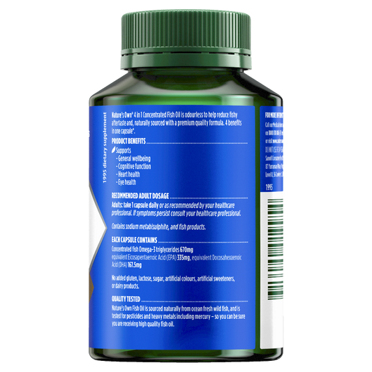 Nature's Own 4 in 1 Concentrated Fish Oil 90 Capsules Brain, Eye & Heart Health