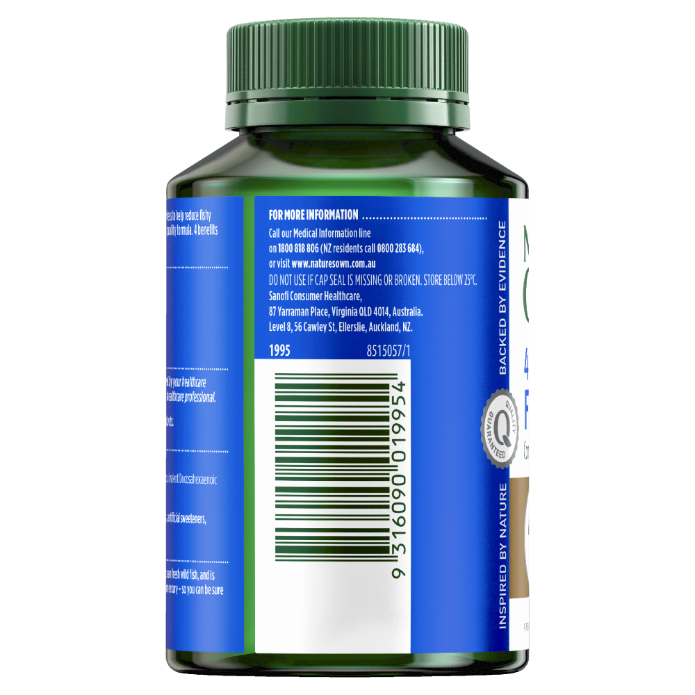 Nature's Own 4 in 1 Concentrated Fish Oil 90 Capsules Brain, Eye & Heart Health