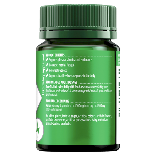 Nature's Own Korean Ginseng 500mg 60 Tablets Healthy Stress Response Natures