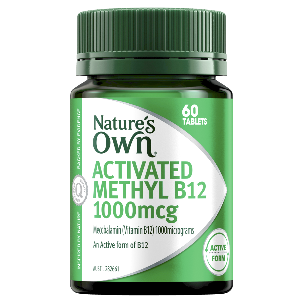 Nature's Own Activated Methyl B12 1000mcg 60 Tablets Vitamin B12 Vegan Natures