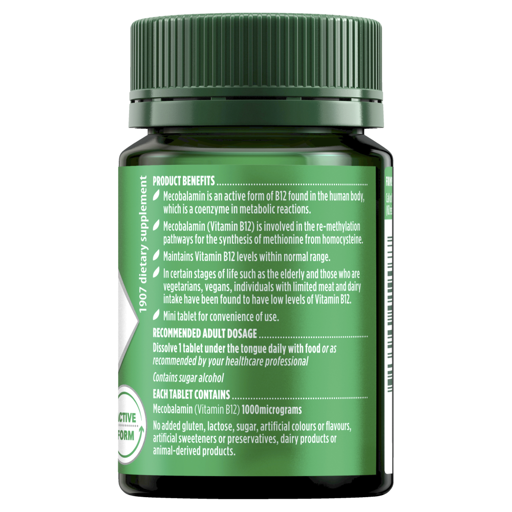 Nature's Own Activated Methyl B12 1000mcg 60 Tablets Vitamin B12 Vegan Natures