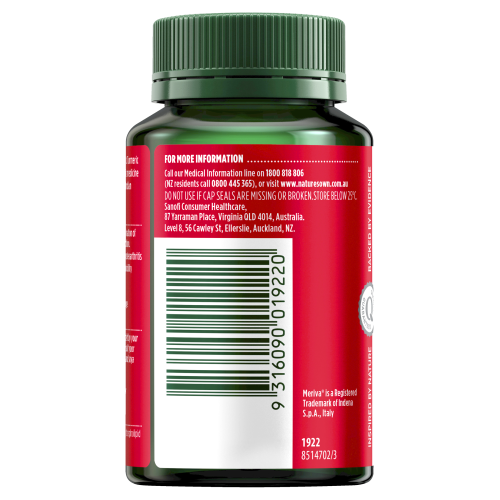 Nature's Own Bio Curcumin 60 Capsules 99mg Meriva® Inflammation Turmeric Natures