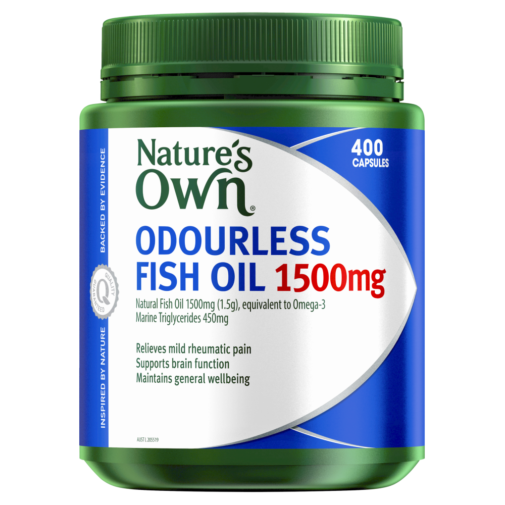 Nature's Own Odourless Fish Oil 1500mg 400 Capsules Omega-3 Brain Heart Health