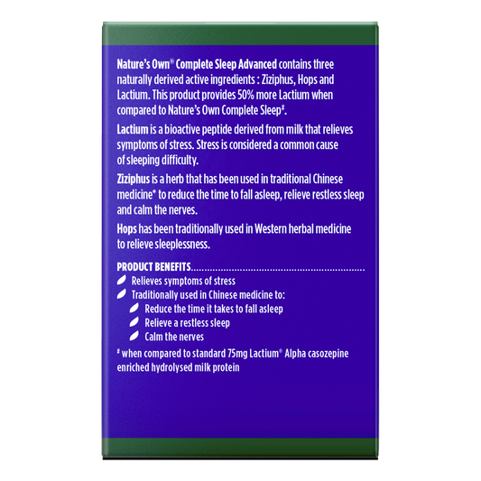 Nature's Own Complete Sleep Advanced 30 Tablets Ziziphus, Hops & Lactium Natures