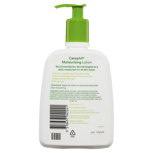 Cetaphil Moisturising Lotion 500mL Pump Sensitive Skin Fragrance Free