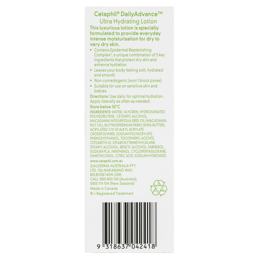 Cetaphil Daily Advance Ultra Hydrating Lotion 85g Very Dry Skin Fragrance Free