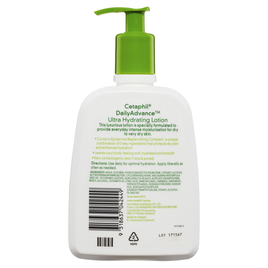 Cetaphil Daily Advance Ultra Hydrating Lotion 473mL Pump Very Dry Skin