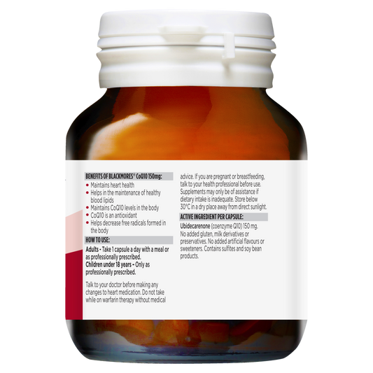 Blackmores CoQ10 150mg 30 Capsules Heart Health Coenzyme Q10 Antioxidant