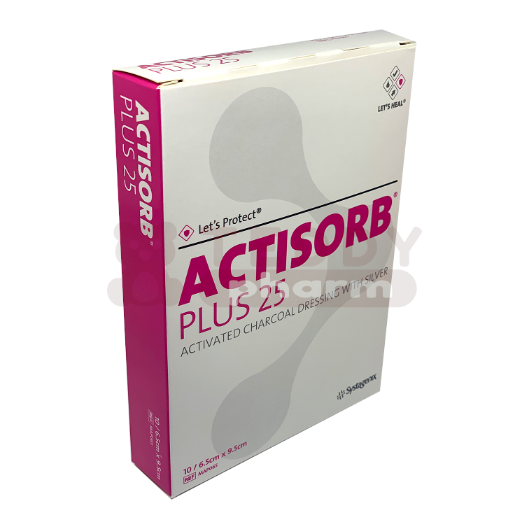 Actisorb Plus 25 Charcoal/Silver 6.5cmx9.5cm BOX 10