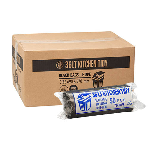 36L Heavy Duty Garbage Bags Black Box 1000