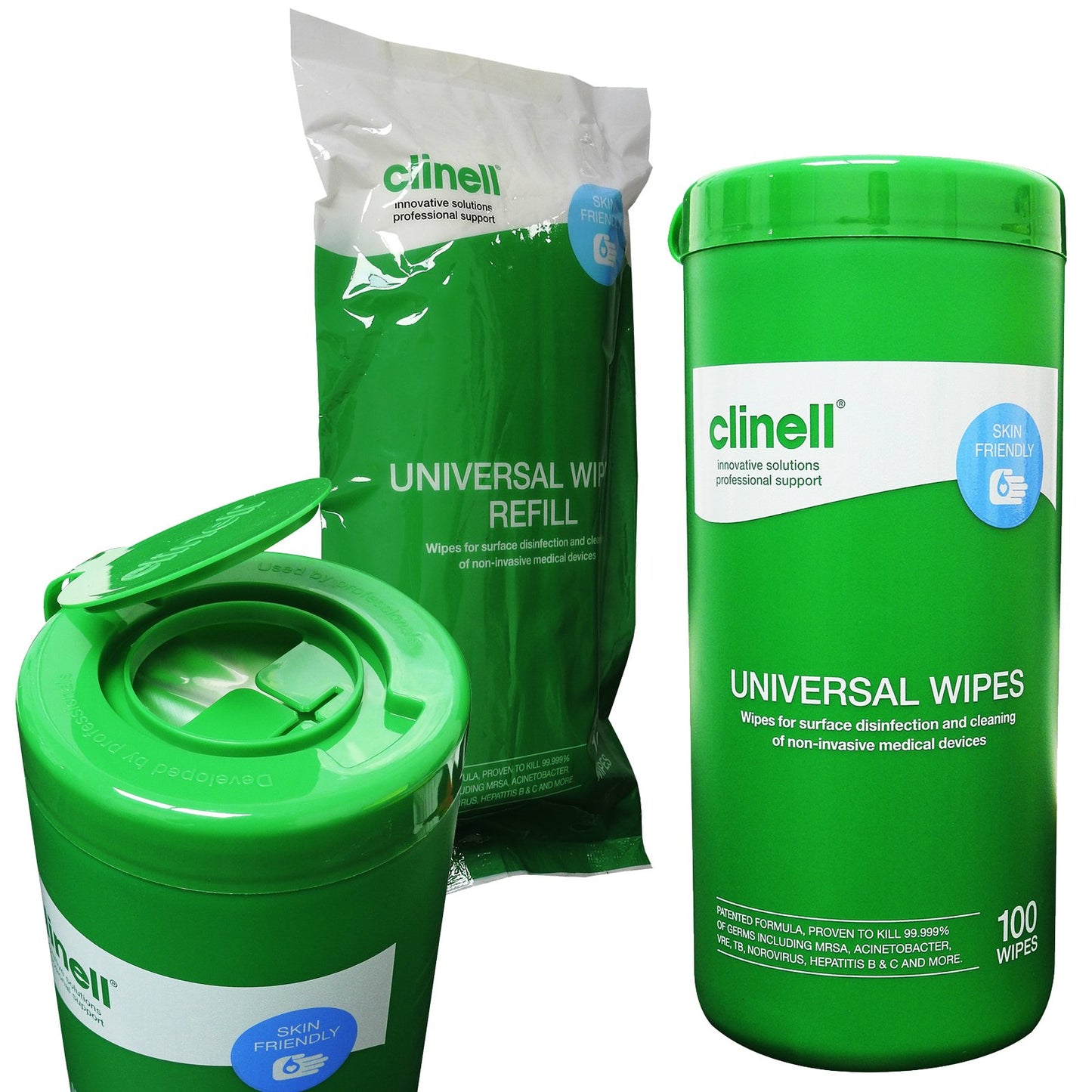Clinell Sanitising Wipes Tub Refill 100