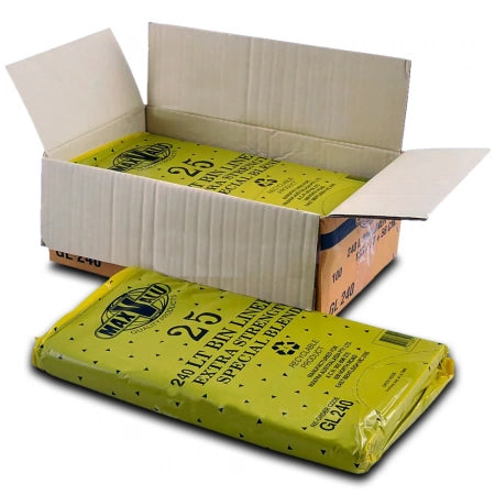 240L Heavy Duty Garbage Bags Black Box 100