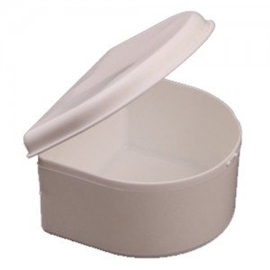Denture Bath Cup & Lid - White Each