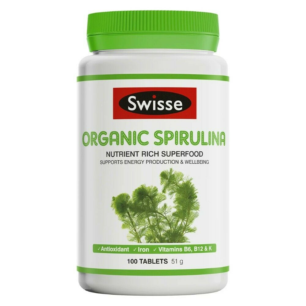 2XSwisse Organic Spirulina 200 Tablets Nutrient Rich Superfood Vegan 51g