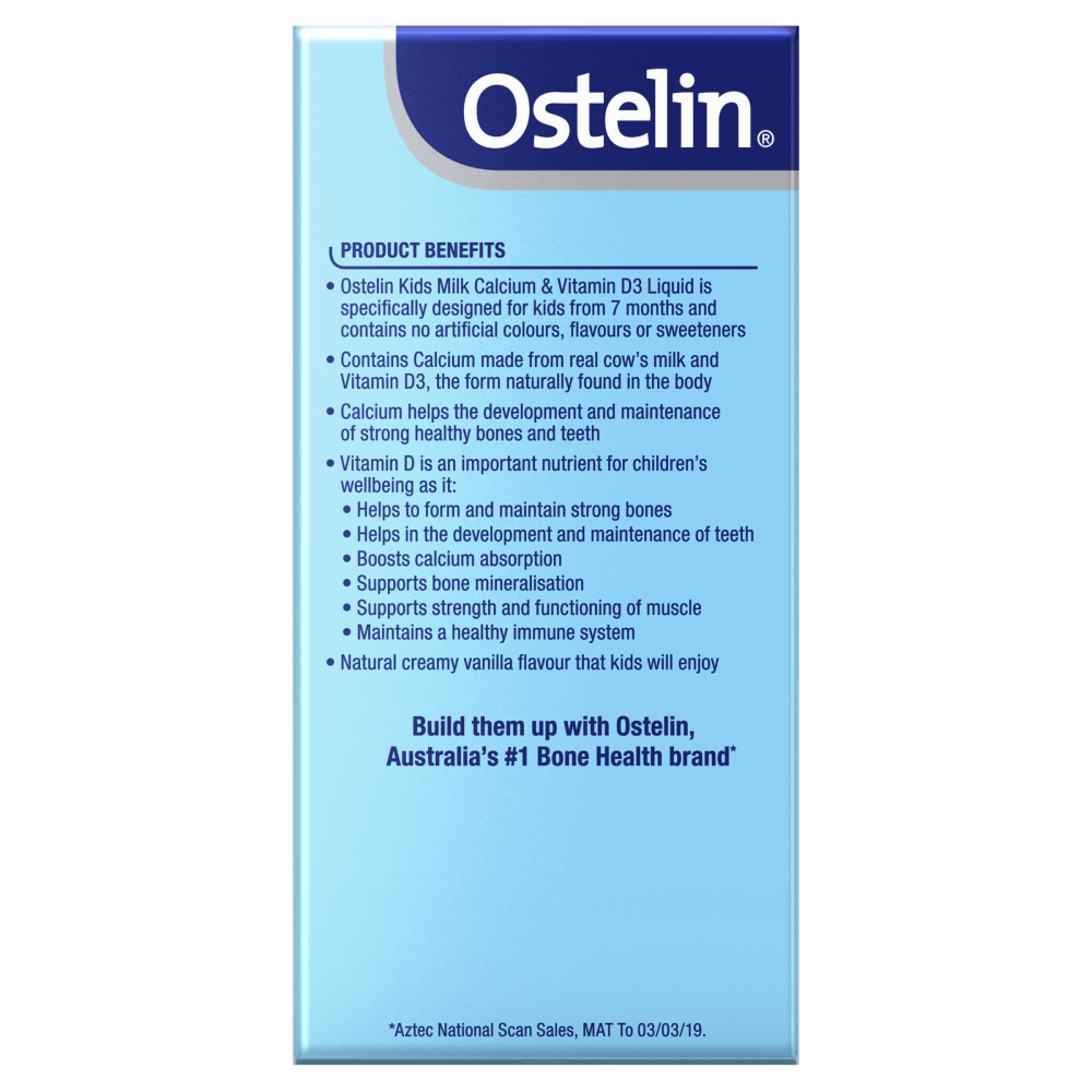 Ostelin Kids Milk Calcium & Vitamin D3 90mL Oral Liquid Healthy Bones & Teeth