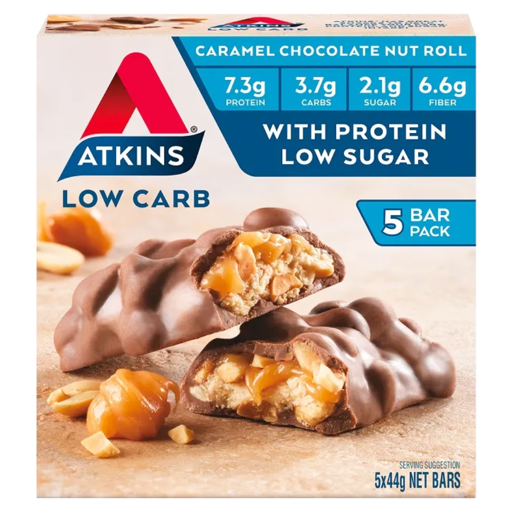 Atkins Low Carb Caramel Chocolate Nut Roll 5 x 44g Bars