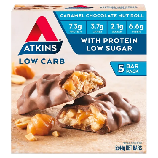 Atkins Low Carb Caramel Chocolate Nut Roll 5 x 44g Bars