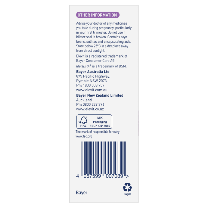 Elevit DHA & Choline Pregnancy 60 Capsules